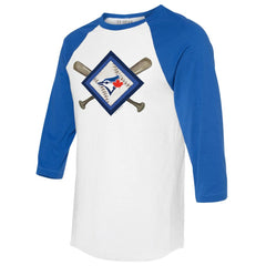 Toronto Blue Jays Tiny Turnip Women's Diamond Cross Bats 3/4-Sleeve Raglan T-Shirt for sale