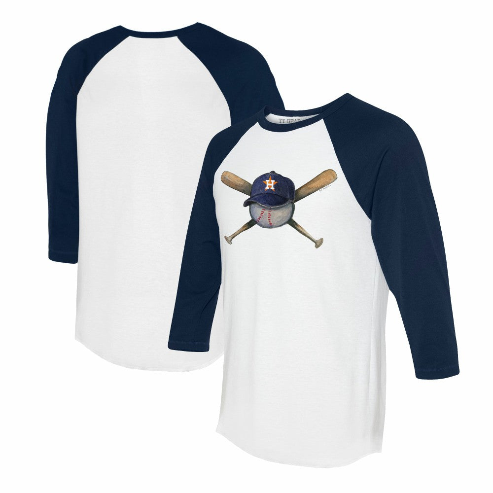 Houston Astros Tiny Turnip Women's Hat Crossbats 3/4-Sleeve Raglan T-Shirt for sale