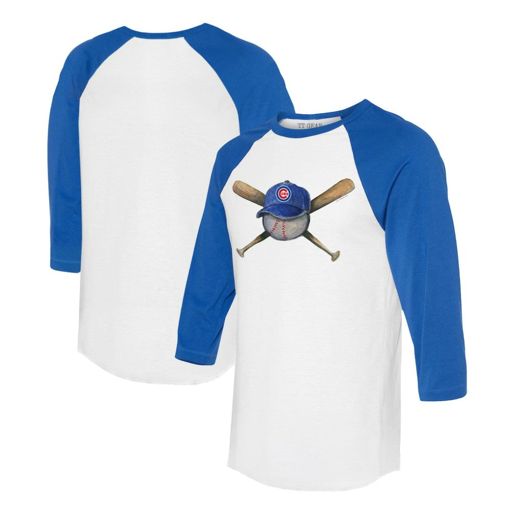 Chicago Cubs Tiny Turnip Women's Hat Crossbats 3/4-Sleeve Raglan T-Shirt for sale