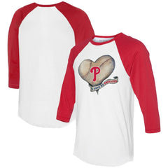 Philadelphia Phillies Tiny Turnip Women's Heart Banner 3/4-Sleeve Raglan T-Shirt Clearance