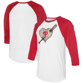 Philadelphia Phillies Tiny Turnip Women's Heart Bat 3/4-Sleeve Raglan T-Shirt Clearance