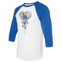 Los Angeles Dodgers Tiny Turnip Women's Heart Lolly 3/4-Sleeve Raglan T-Shirt Clearance