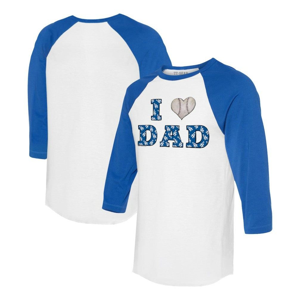 Los Angeles Dodgers Tiny Turnip Women's I Love Dad 3/4-Sleeve Raglan T-Shirt Lifestyle