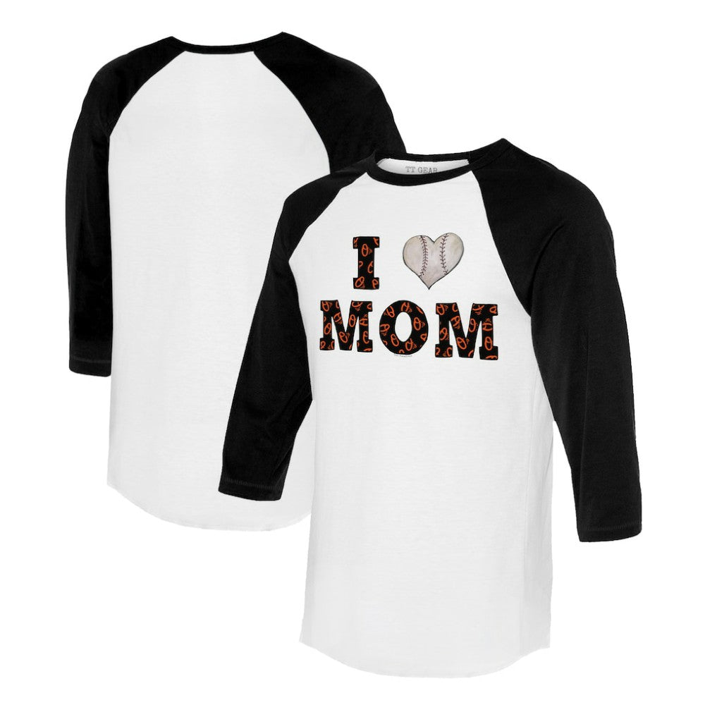 Baltimore Orioles Tiny Turnip Women's I Love Mom 3/4-Sleeve Raglan T-Shirt Sale