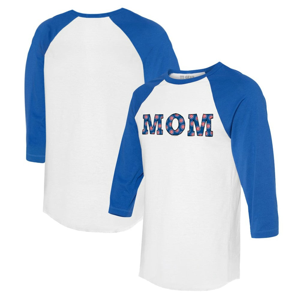 Chicago Cubs Tiny Turnip Women's Logo Mom 3/4-Sleeve Raglan T-Shirt discount