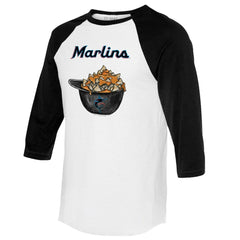 Miami Marlins Tiny Turnip Women's Nacho Helmet 3/4-Sleeve Raglan T-Shirt On Sale