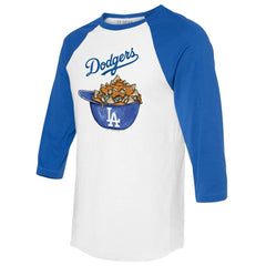 Los Angeles Dodgers Tiny Turnip Women's Nacho Helmet 3/4-Sleeve Raglan T-Shirt On Sale