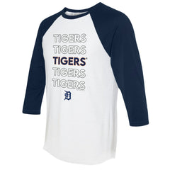 Detroit Tigers Tiny Turnip Women's Stacked 3/4-Sleeve Raglan T-Shirt Clearance