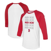 Boston Red Sox Tiny Turnip Unisex Stacked 3/4-Sleeve Raglan T-Shirt Lifestyle