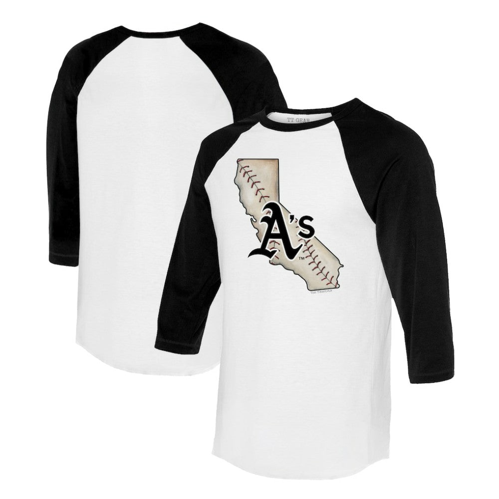 Athletics Tiny Turnip Unisex State Outline 3/4-Sleeve Raglan T-Shirt discount