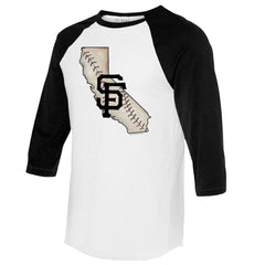 San Francisco Giants Tiny Turnip Unisex State Outline 3/4-Sleeve Raglan T-Shirt discount