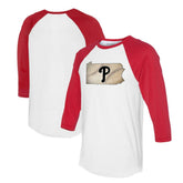 Philadelphia Phillies Tiny Turnip Unisex State Outline 3/4-Sleeve Raglan T-Shirt Sale