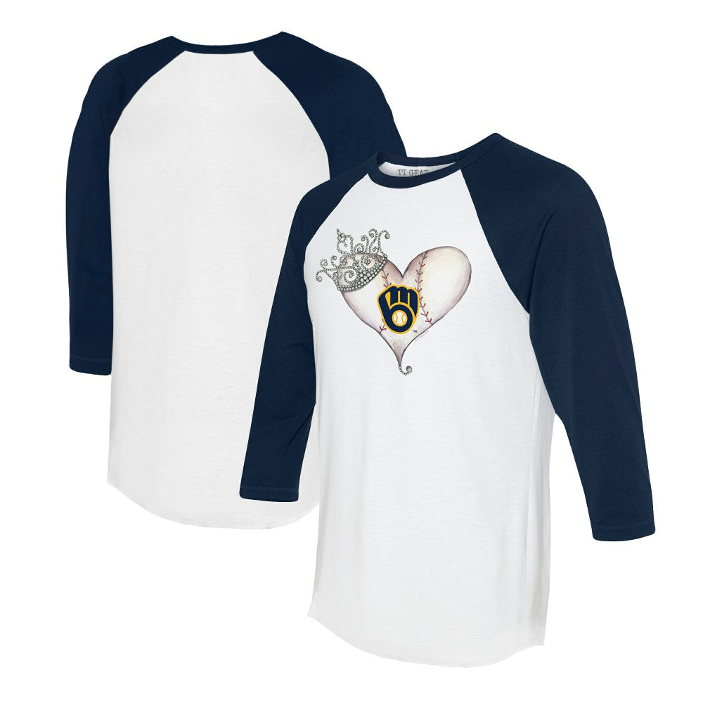 Milwaukee Brewers Tiny Turnip Unisex Tiara Heart 3/4-Sleeve Raglan T-Shirt Lifestyle