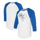 Kansas City Royals Tiny Turnip Unisex Tiara Heart 3/4-Sleeve Raglan T-Shirt for sale