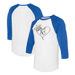 Kansas City Royals Tiny Turnip Unisex Tiara Heart 3/4-Sleeve Raglan T-Shirt for sale