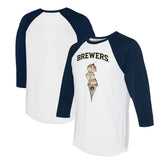 Milwaukee Brewers Tiny Turnip Unisex Triple Scoop 3/4-Sleeve Raglan T-Shirt Clearance