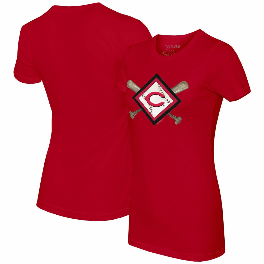 Cincinnati Reds Tiny Turnip Women's Diamond Cross Bats T-Shirt Online
