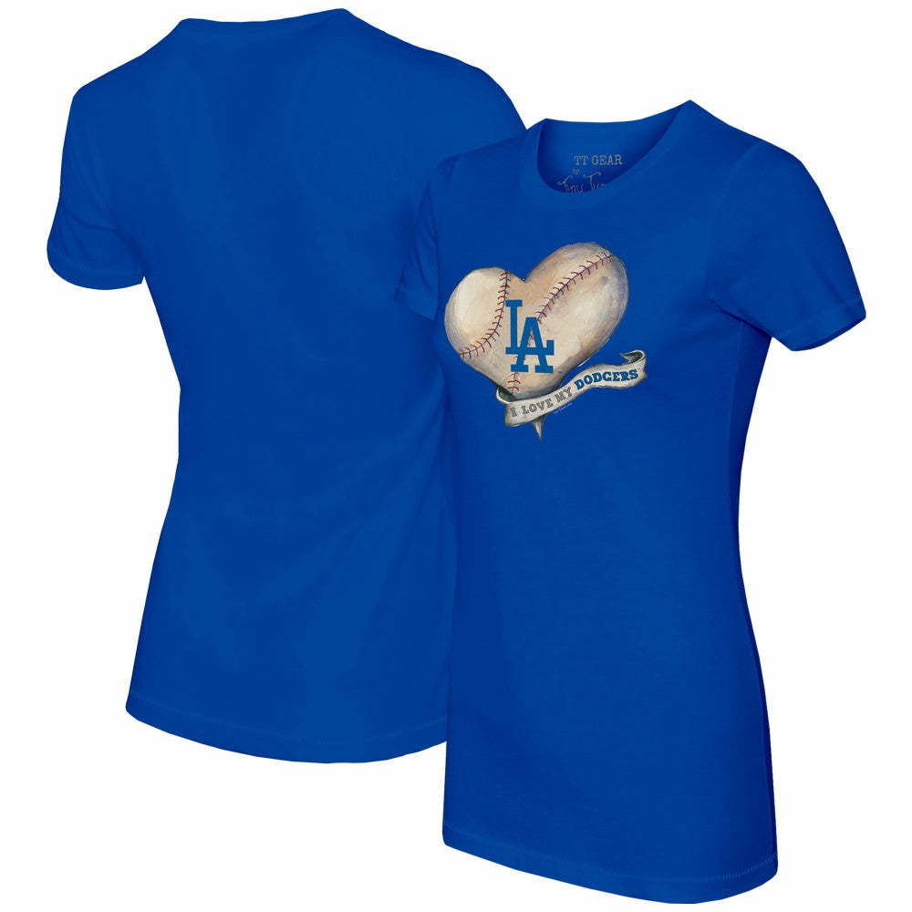 Los Angeles Dodgers Tiny Turnip Women's Heart Banner T-Shirt Lifestyle