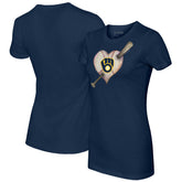 Milwaukee Brewers Tiny Turnip Women's Heart Bat T-Shirt Lifestyle