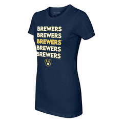 Milwaukee Brewers Tiny Turnip Women's Stacked T-Shirt On Sale