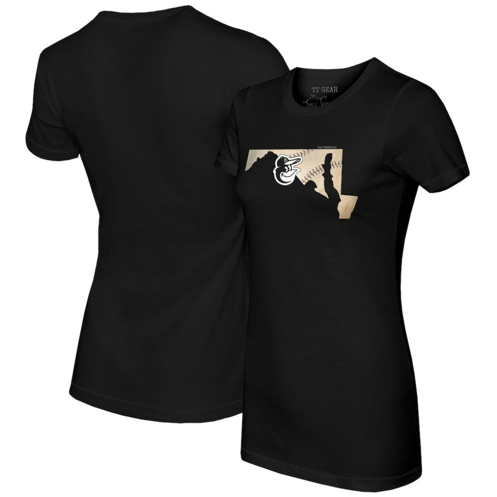 Baltimore Orioles Tiny Turnip Women's State Outline T-Shirt Sale