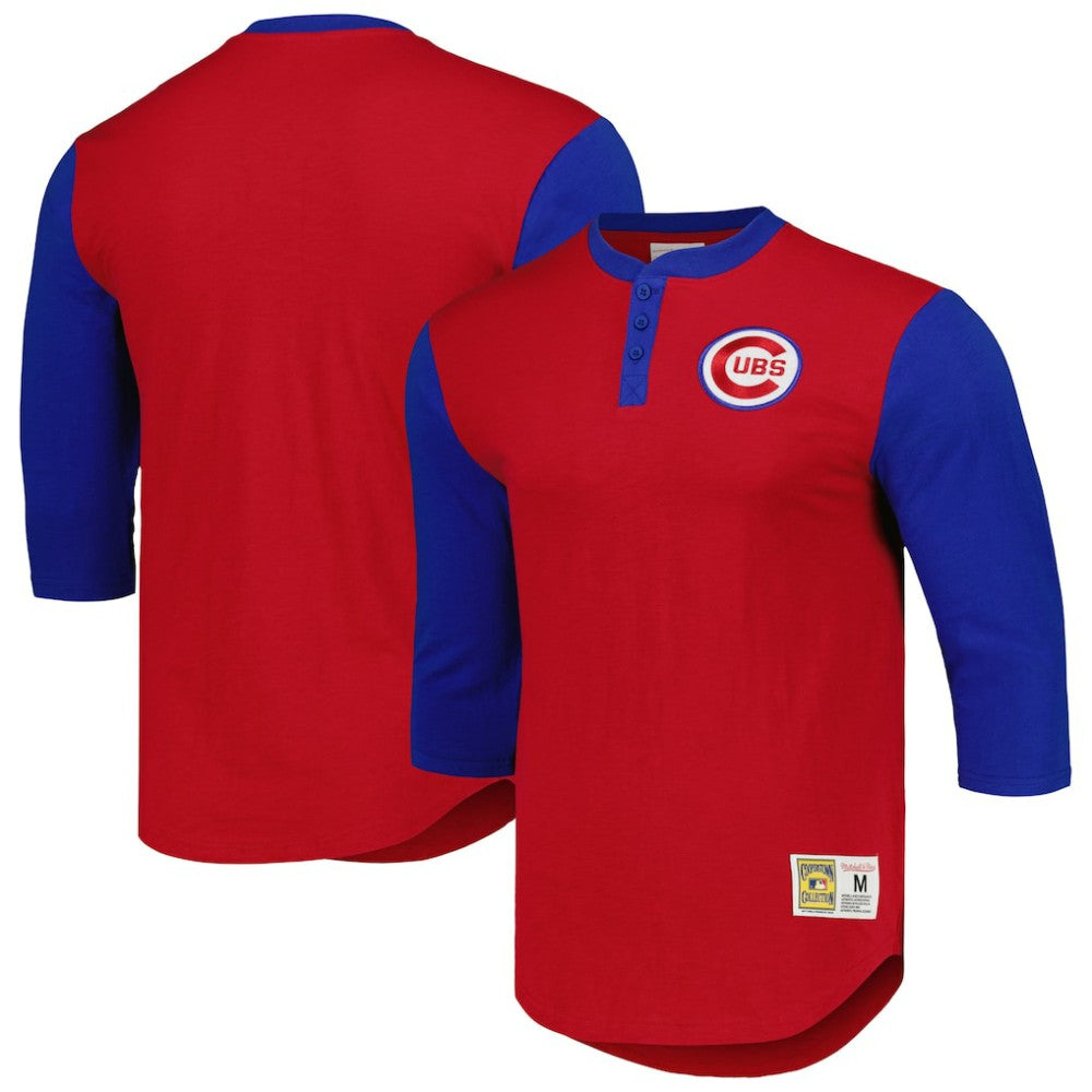 Chicago Cubs Mitchell & Ness Cooperstown Collection Legendary Slub Henley 3/4-Sleeve T-Shirt Lifestyle