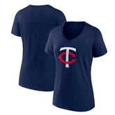 Minnesota Twins Women's Core Official Primary Logo V-Neck T-Shirt Lifestyle