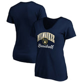 Milwaukee Brewers Women's Core Victory Script V-Neck T-Shirt discount