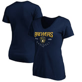 Milwaukee Brewers Women's Core Live For It V-Neck T-Shirt Sale