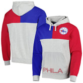 Mitchell & Ness - Philadelphia 76ers Tie-Breaker Pullover Hoodie - Heather Gray