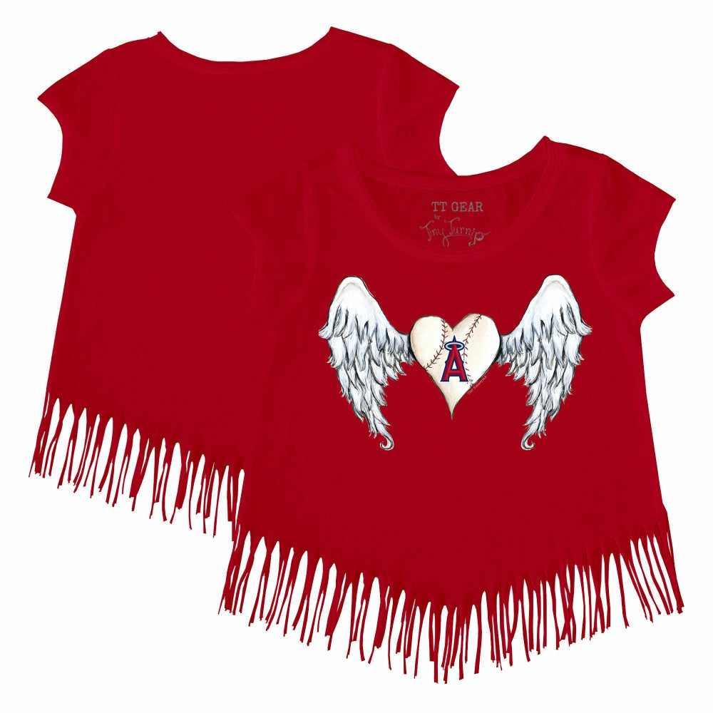 Los Angeles Angels Tiny Turnip Girls Youth Angel Wings Fringe T-Shirt Clearance