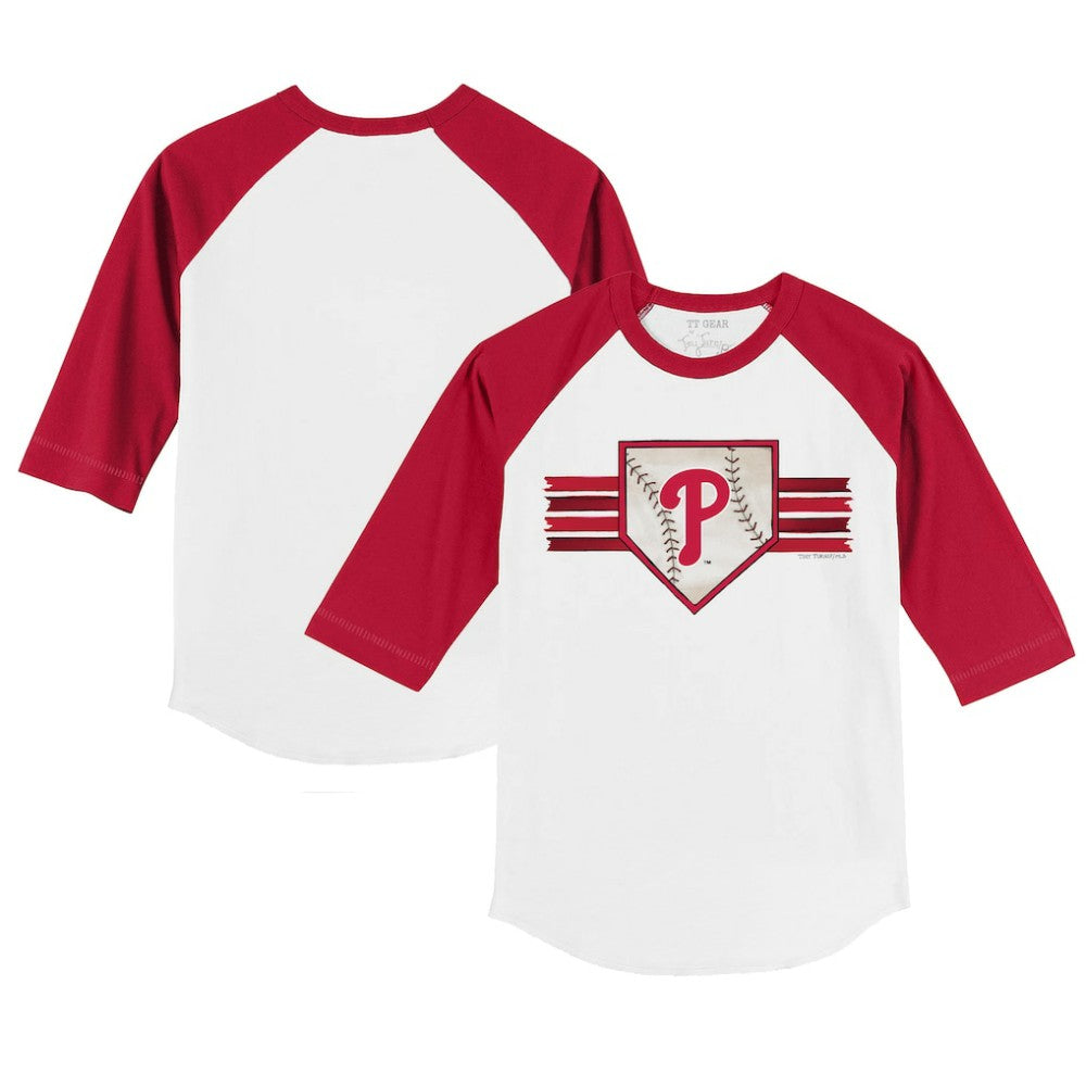 Philadelphia Phillies Tiny Turnip Youth Base Stripe 3/4-Sleeve Raglan T-Shirt Sale