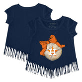 Houston Astros Tiny Turnip Girls Youth Baseball Bow Fringe T-Shirt Lifestyle