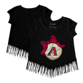 Arizona Diamondbacks Tiny Turnip Girls Youth Baseball Bow Fringe T-Shirt Sale