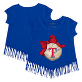 Texas Rangers Tiny Turnip Girls Youth Baseball Bow Fringe T-Shirt Online