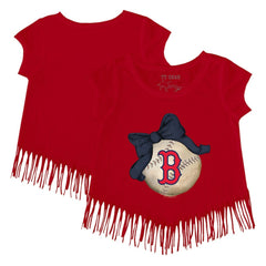 Boston Red Sox Tiny Turnip Girls Youth Baseball Bow Fringe T-Shirt Near Me