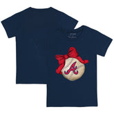 Atlanta Braves Tiny Turnip Youth Baseball Bow T-Shirt discount