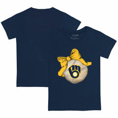 Milwaukee Brewers Tiny Turnip Youth Baseball Bow T-Shirt Lifestyle