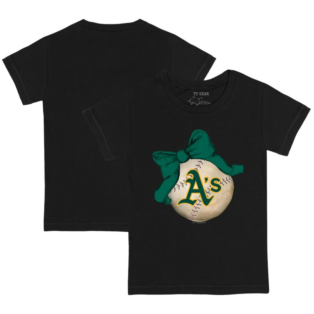 Athletics Tiny Turnip Youth Baseball Bow T-Shirt On Sale