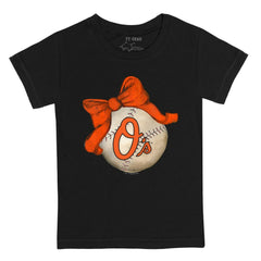 Baltimore Orioles Tiny Turnip Youth Baseball Bow T-Shirt discount