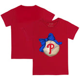 Philadelphia Phillies Tiny Turnip Youth Baseball Bow T-Shirt Lifestyle