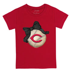 Cincinnati Reds Tiny Turnip Youth Baseball Bow T-Shirt Near Me