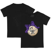 Colorado Rockies Tiny Turnip Youth Baseball Bow T-Shirt Lifestyle