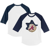 Atlanta Braves Tiny Turnip Youth Baseball Bow 3/4-Sleeve Raglan T-Shirt Clearance