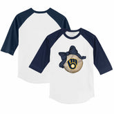 Milwaukee Brewers Tiny Turnip Youth Baseball Bow 3/4-Sleeve Raglan T-Shirt On Sale