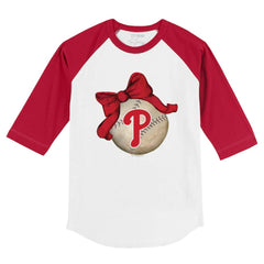 Philadelphia Phillies Tiny Turnip Youth Baseball Bow 3/4-Sleeve Raglan T-Shirt Sale
