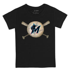 Miami Marlins Tiny Turnip Youth Baseball Cross Bats T-Shirt On Sale