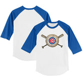 Chicago Cubs Tiny Turnip Youth Baseball Cross Bats 3/4-Sleeve Raglan T-Shirt Sale