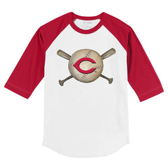 Cincinnati Reds Tiny Turnip Youth Baseball Cross Bats 3/4-Sleeve Raglan T-Shirt Sale
