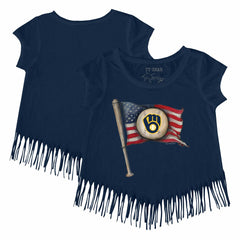 Milwaukee Brewers Tiny Turnip Girls Youth Baseball Flag Fringe T-Shirt Online